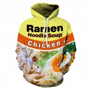 3D Ramen Chicken Noodle Soup Hoodie Beef Sweatshirt For Men Women Cotton Cute