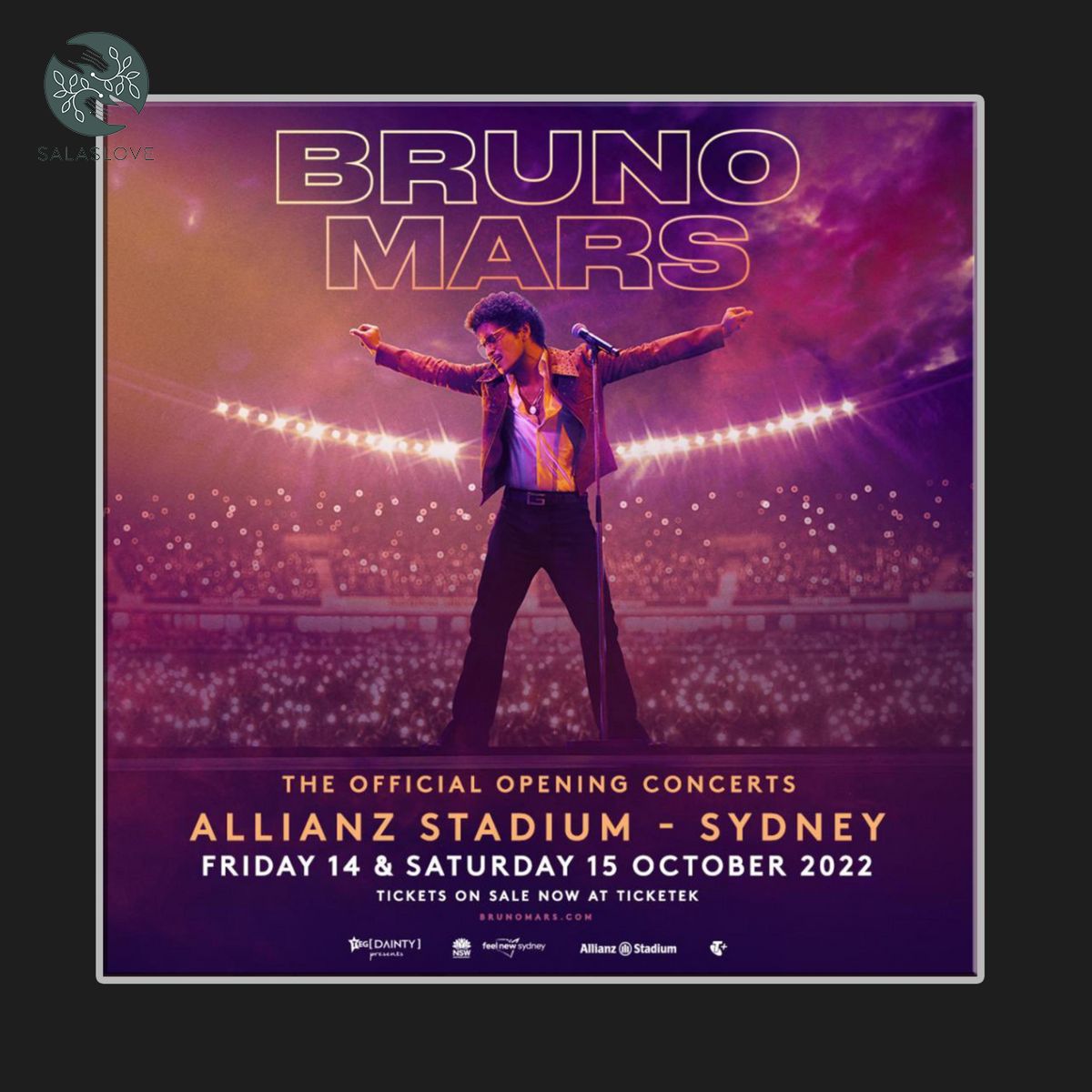 Bruno Mars Sydney Tickets, Allianz Stadium Shirt
