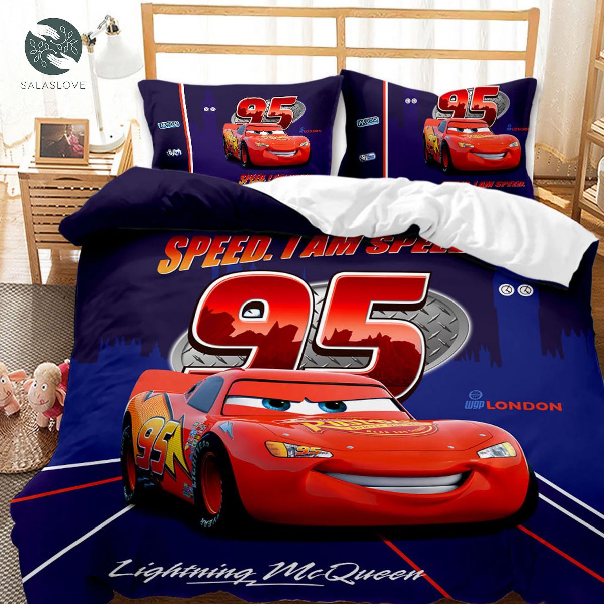 Cars Lightning McQueen Duvet Cover Set for Kids Cartoon Bedding Set