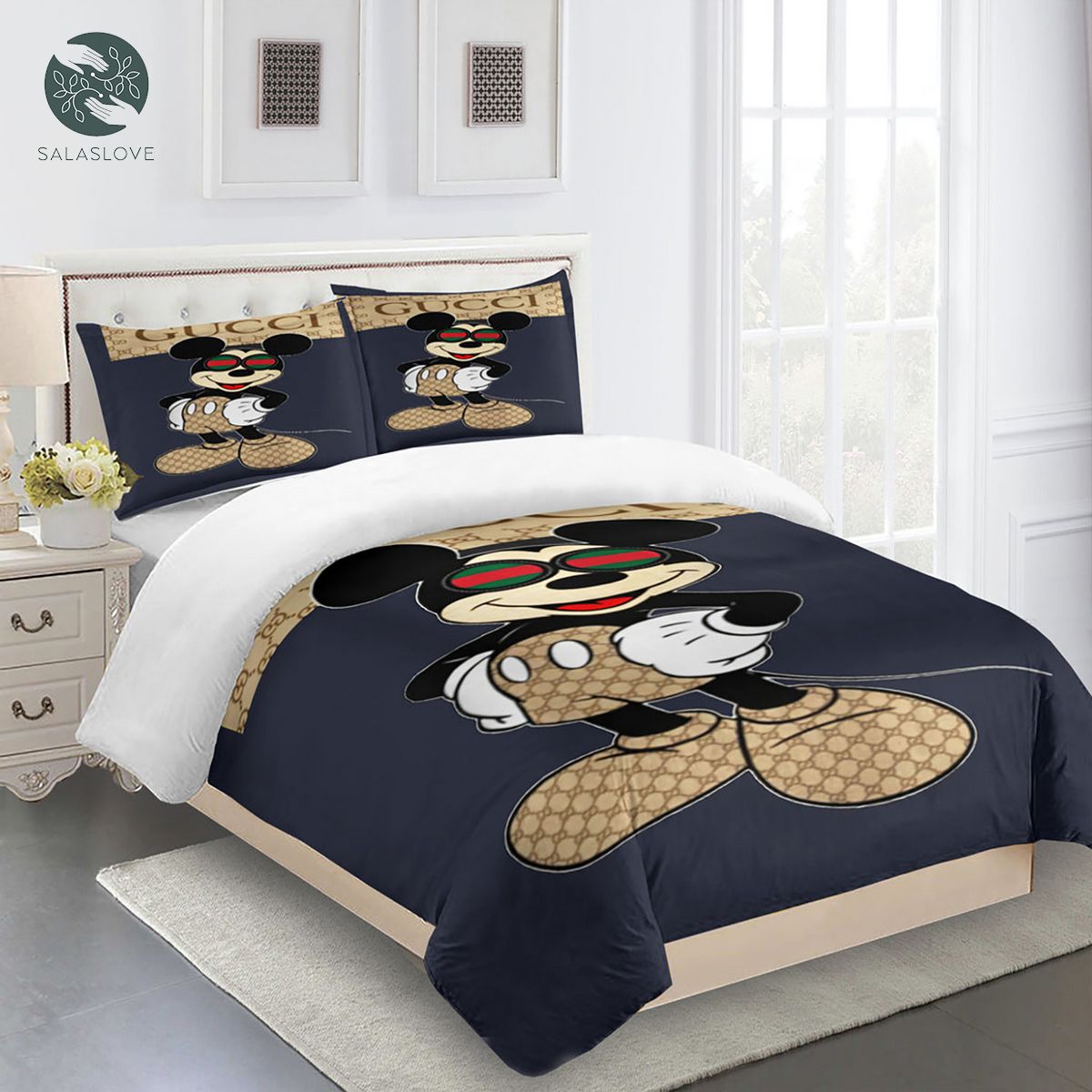 Gucci Bedding Set Micky Mous Blue Kids Luxury Duvet Cover Bedding Sets