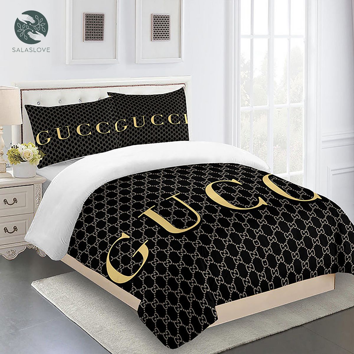 Gucci Bedding Setblack And Gold Luxury Duvet Cover Bedding Sets