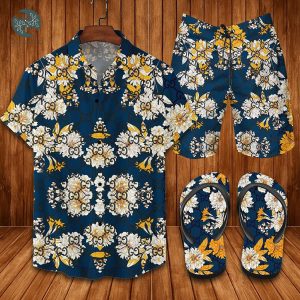 Gucci Blue Floral Flip Flops And Combo Hawaiian Shirt Shorts
