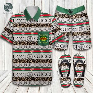Gucci Tiger Print Luxury Flip Flops And Combo Hawaiian Shirt Shorts