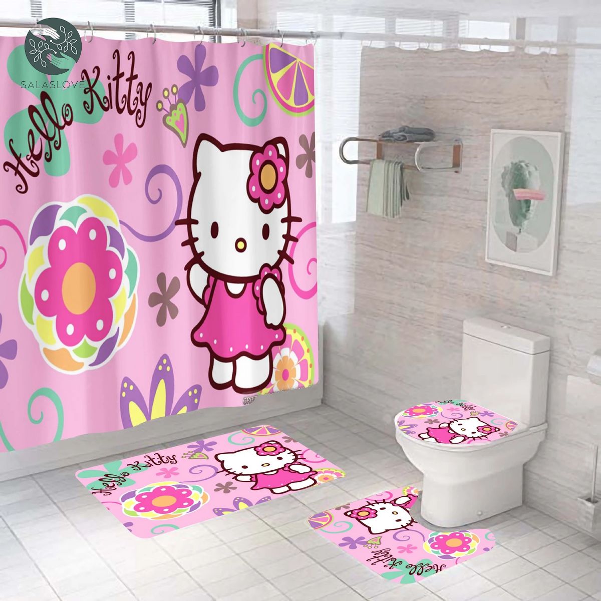 Kawaii Sanrioed Hello Kitty Kuromi Shower Curtains Bathroom Sets
