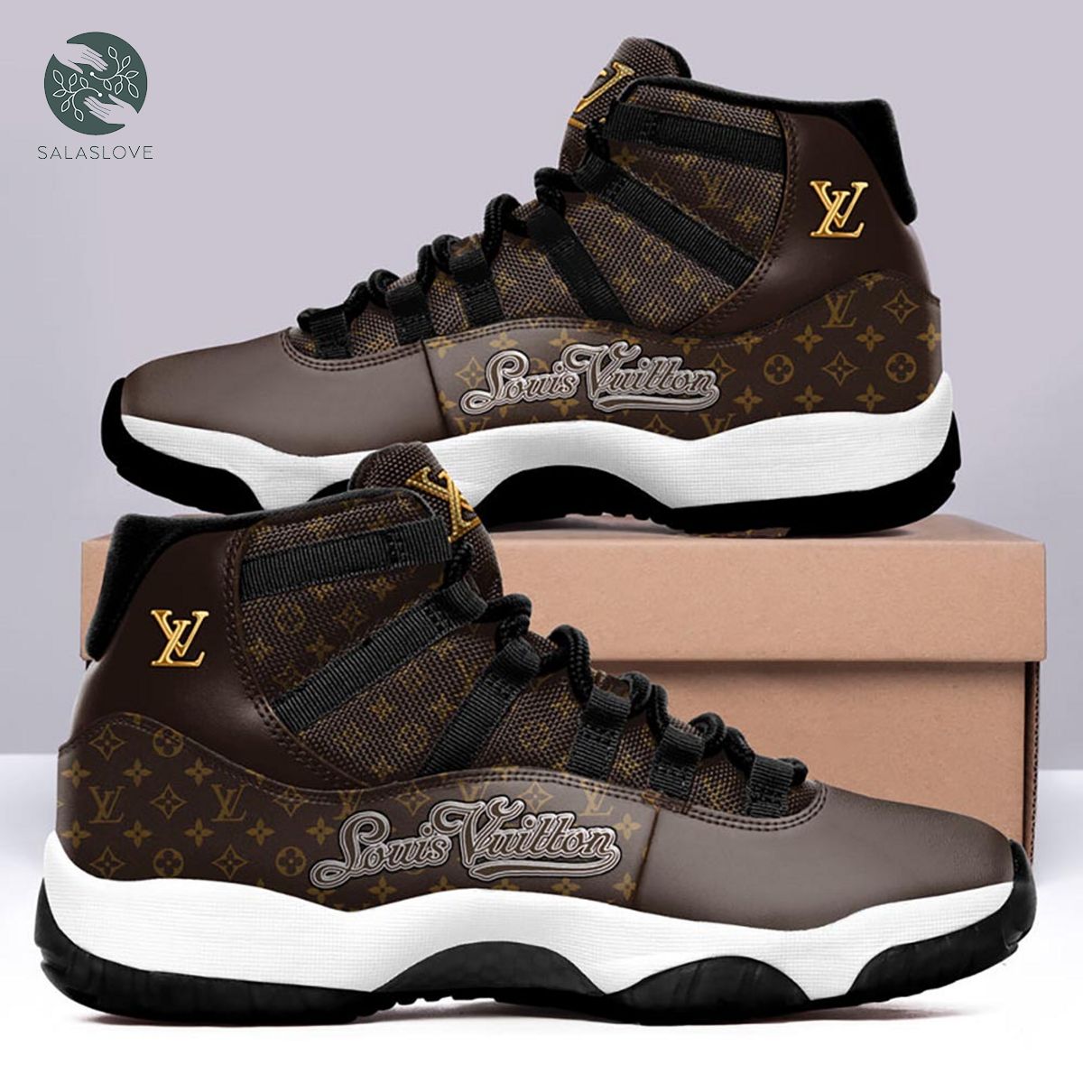Louis Vuitton Brown Air Jordan 11 Sneakers Shoes LV Hot For Men Women