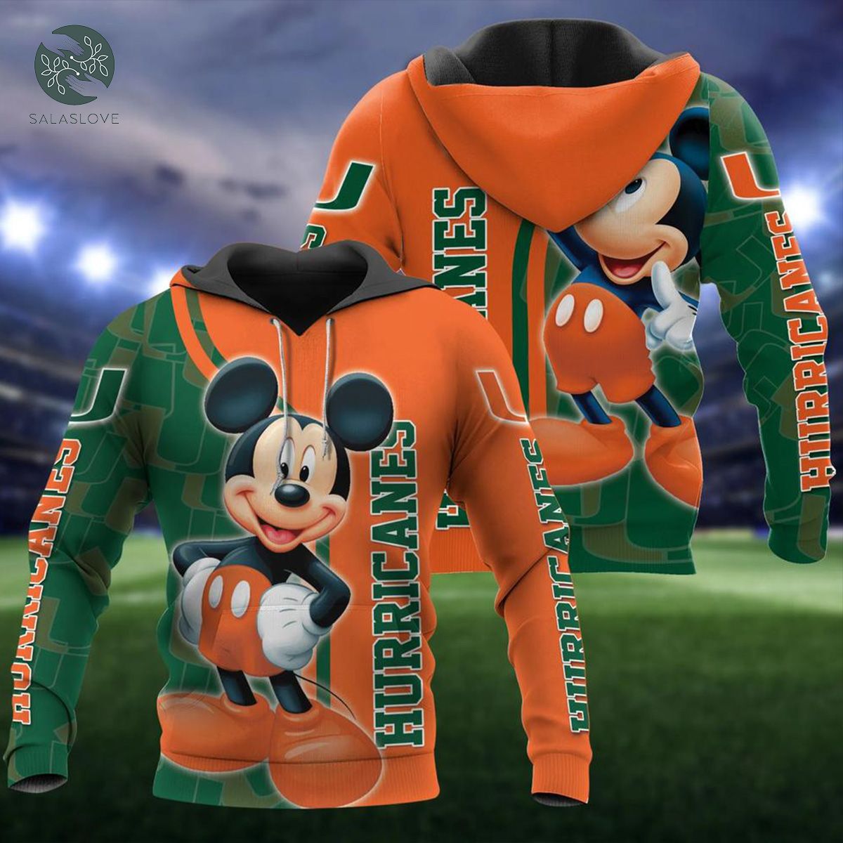 Mickey Mouse With Miami Hurricanes 3D Hoodie