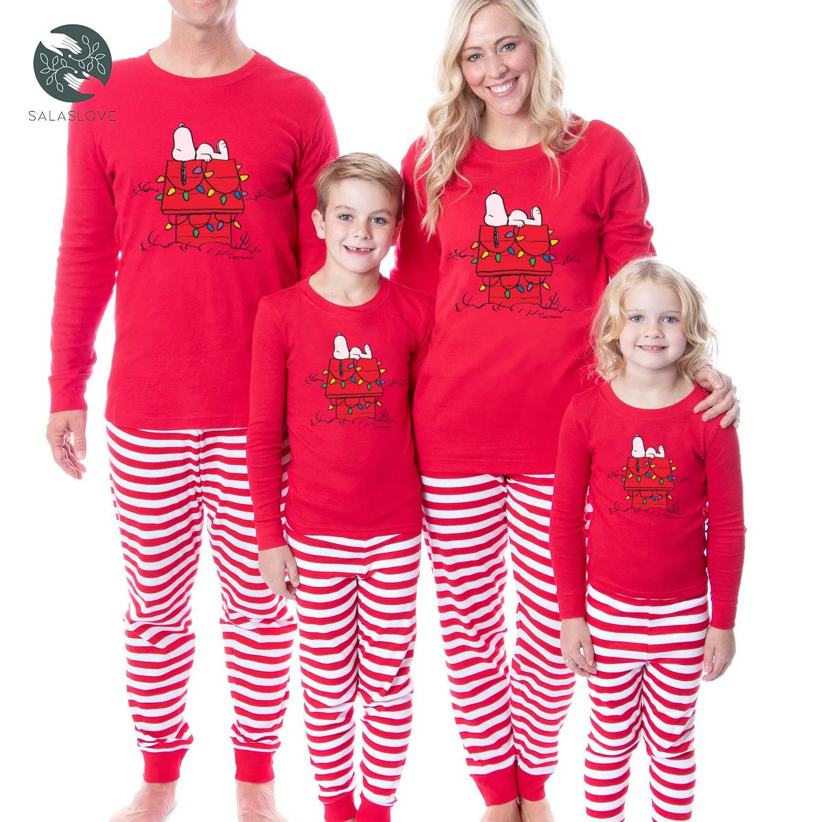 Peanuts Doghouse Christmas Tight Fit Cotton Matching Family Pajama Set