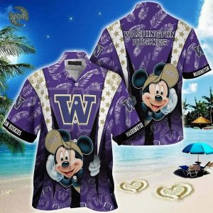 Washington Huskies Mickey Mouse Hawaiian Shirt
