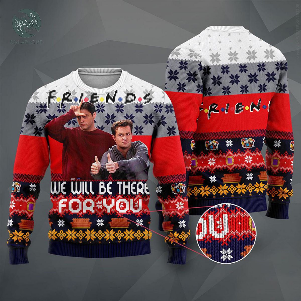 Chandler Bing Joey Tribbiani Friends Knit Ugly Christmas Sweater