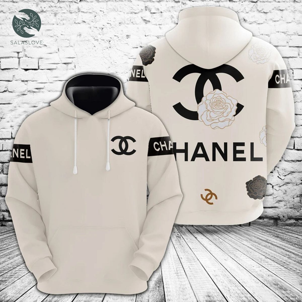 Chanel white unisex hoodie for men women