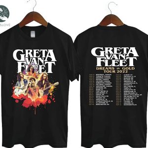 Dreams in Gold Tour 2022, Greta Van Fleet Music Concert Shirt