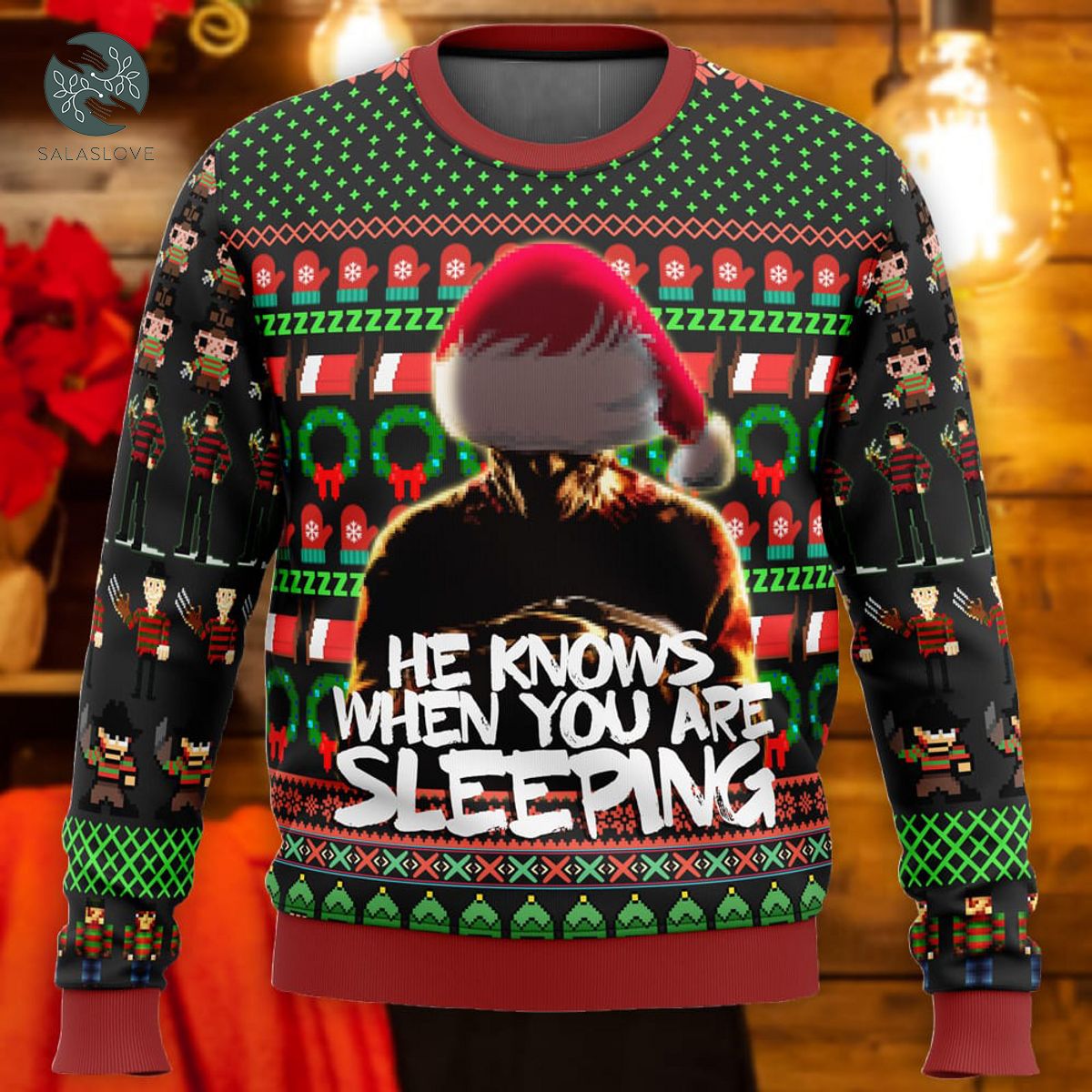 Freddy Krueger He Know When You Sleep Ugly Christmas Sweater