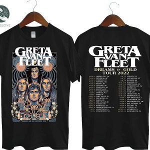 Greta Van Fleet Dreams In Gold Tour 2022 Rock Band T-shirt