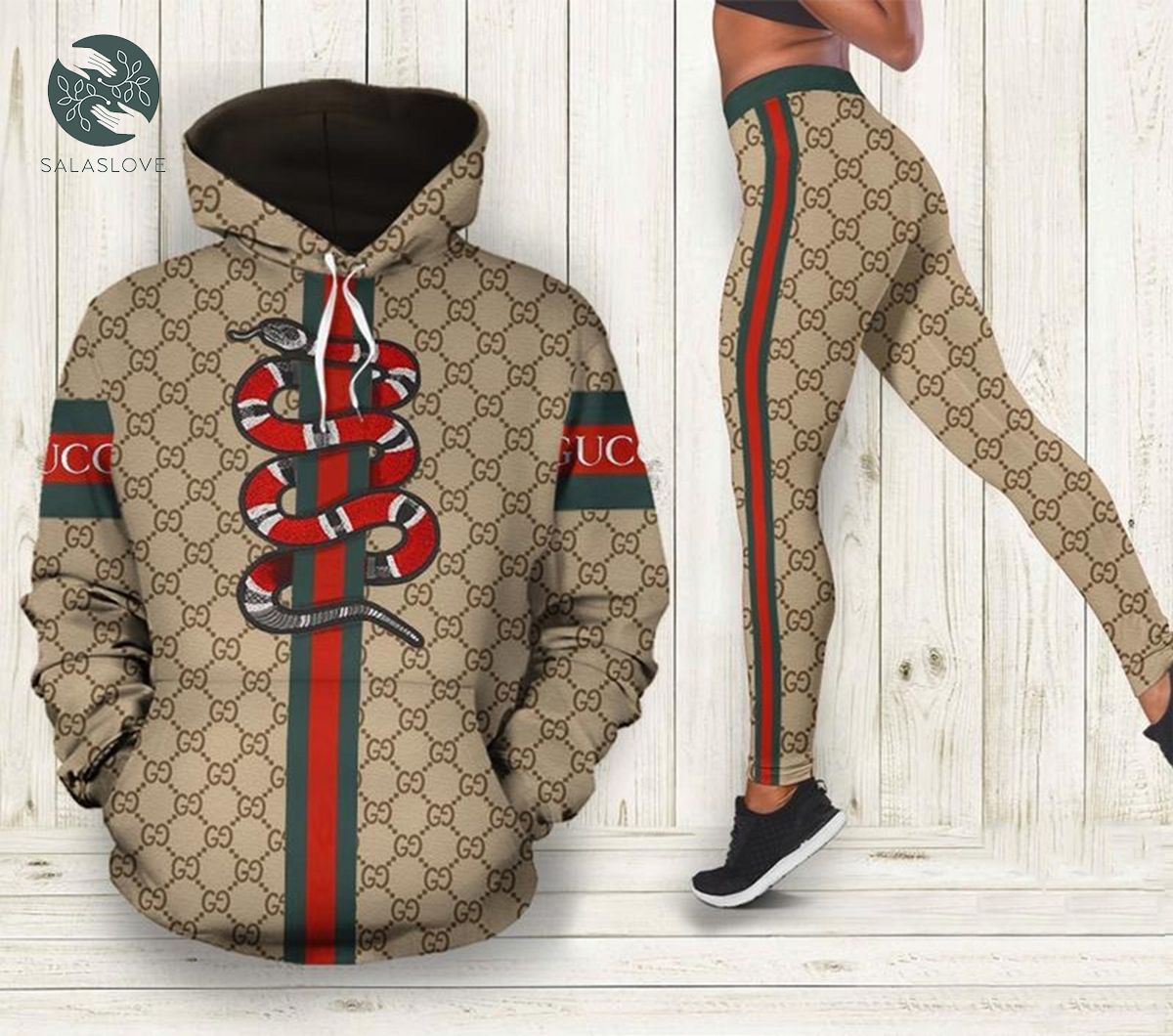 Gucci snake all over print hoodie and leggings set