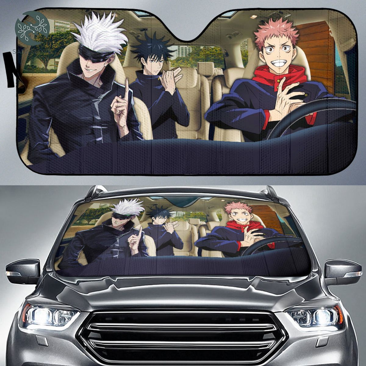 Jujutsu Kaisen Anime Team Driving Gojo Car Sun Shades