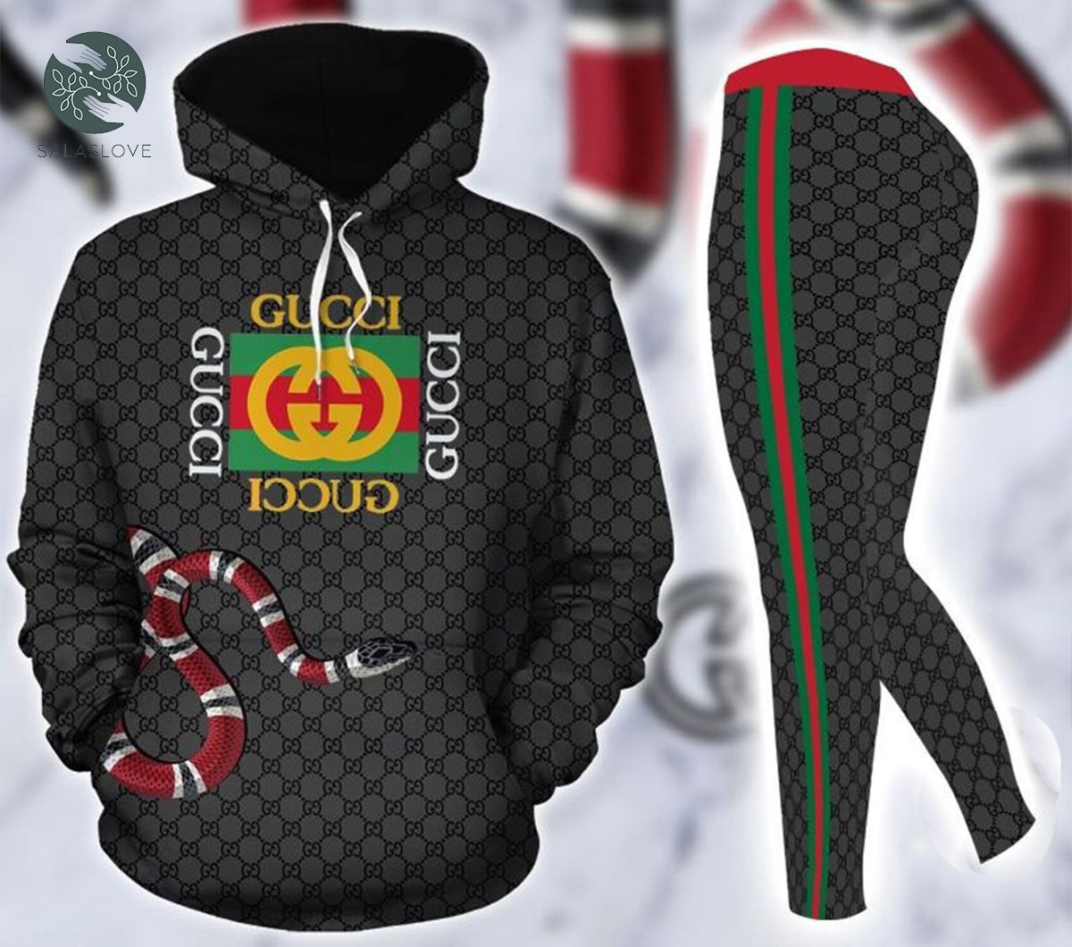 King snake gucci 3d full print hoodie and leggings set