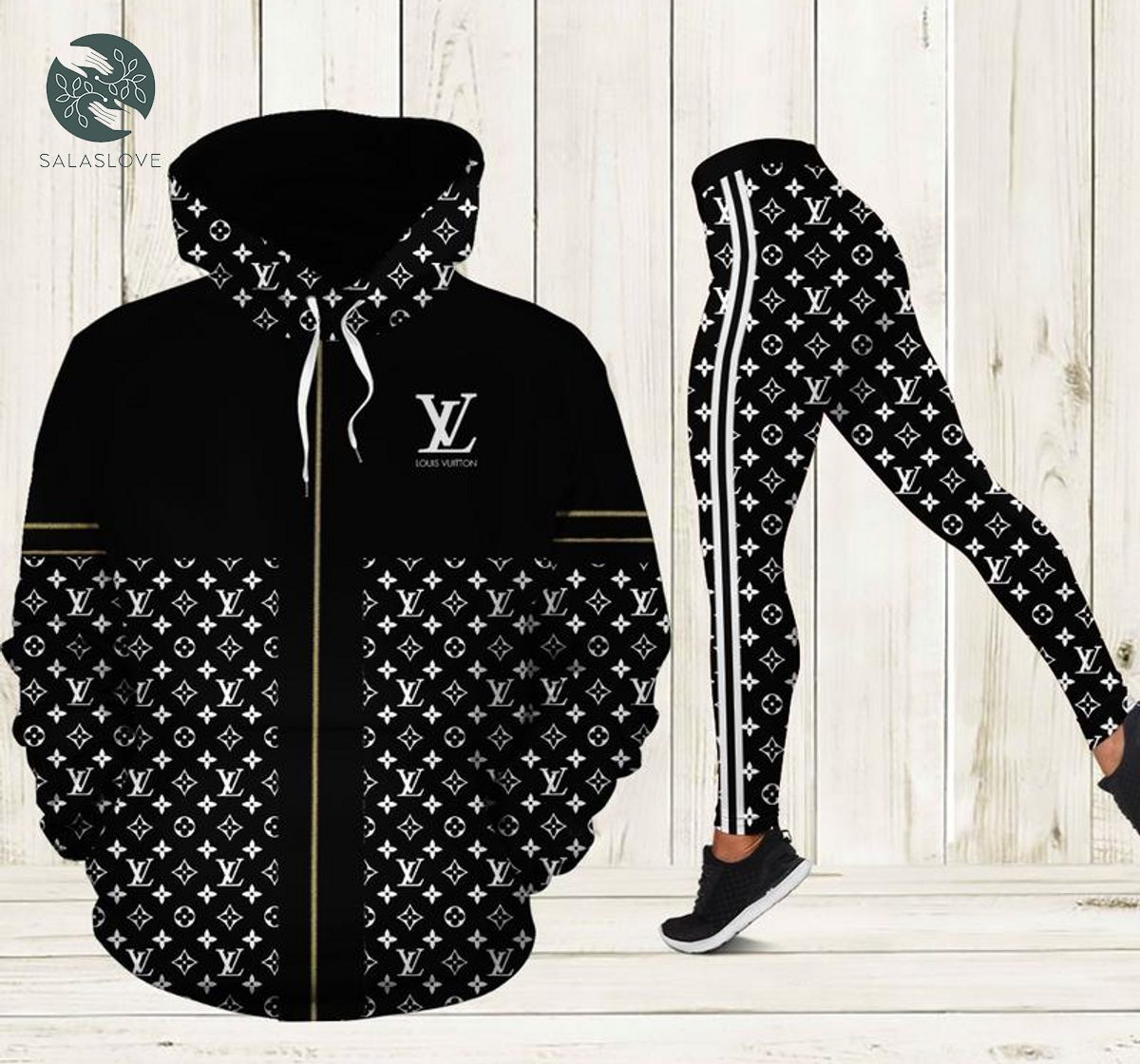 Louis vuitton black hoodie leggings luxury brand lv clothing