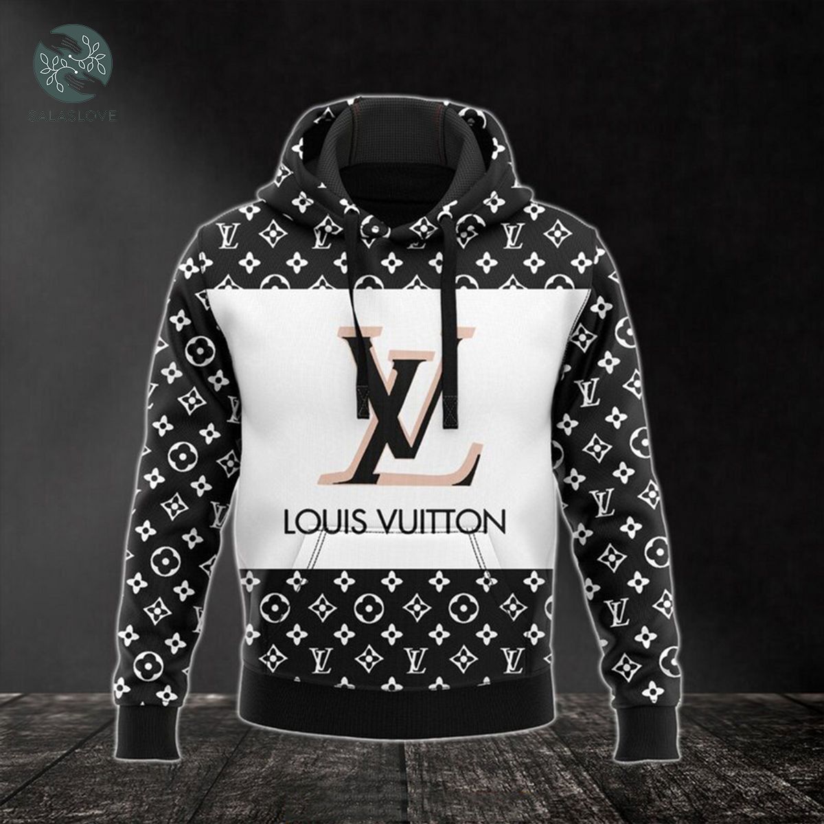Louis vuitton black unisex hoodie lv luxury brand clothes outfit