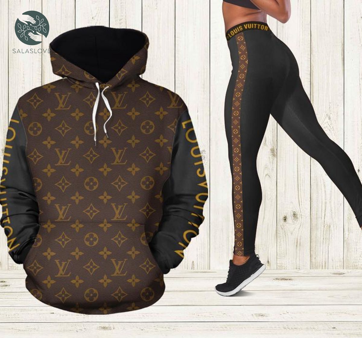 Louis vuitton brown hoodie leggings luxury brand outfit