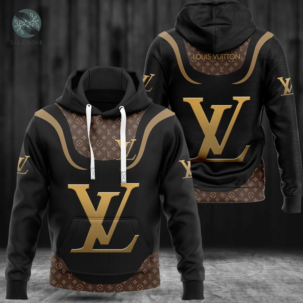 Louis Vuitton Brown Unisex Hoodie Luxury Brand Outfit