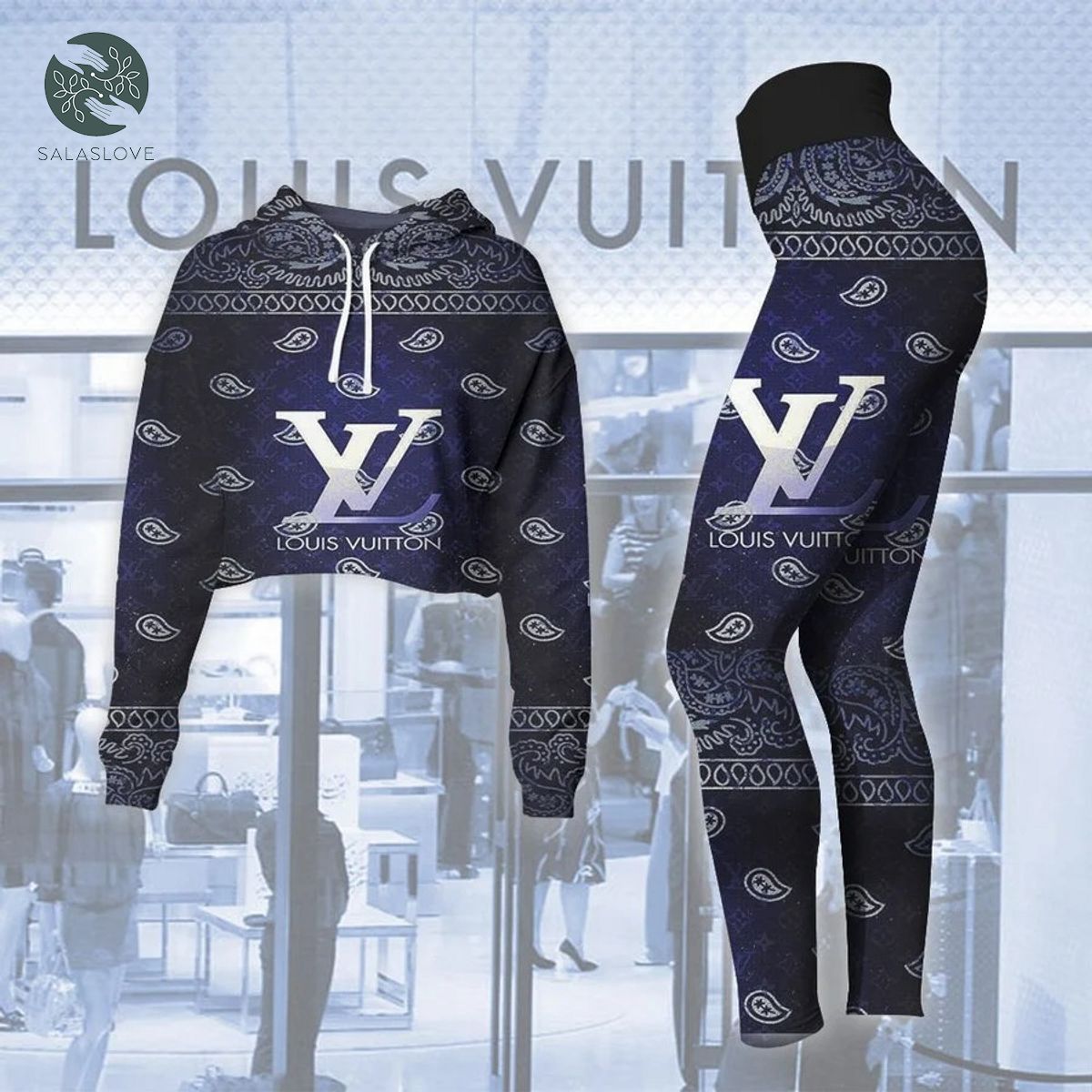 Louis Vuitton Croptop Hoodie Leggings Luxury Brand