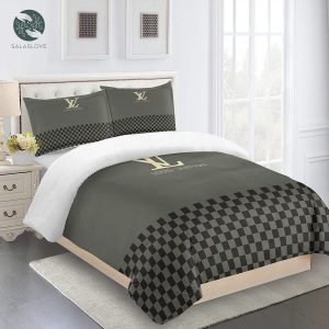 Louis Vuitton Gray And Black Full Bedding Set