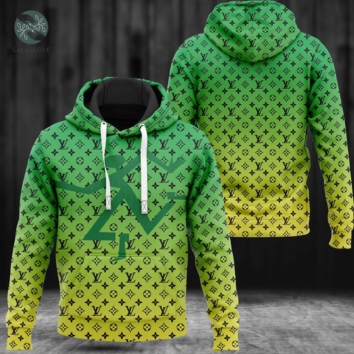 Louis Vuitton Green Unisex Hoodie LV Luxury Brand Outfit