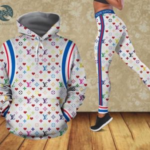 Louis vuitton heart colorful 3d hoodie and leggings set