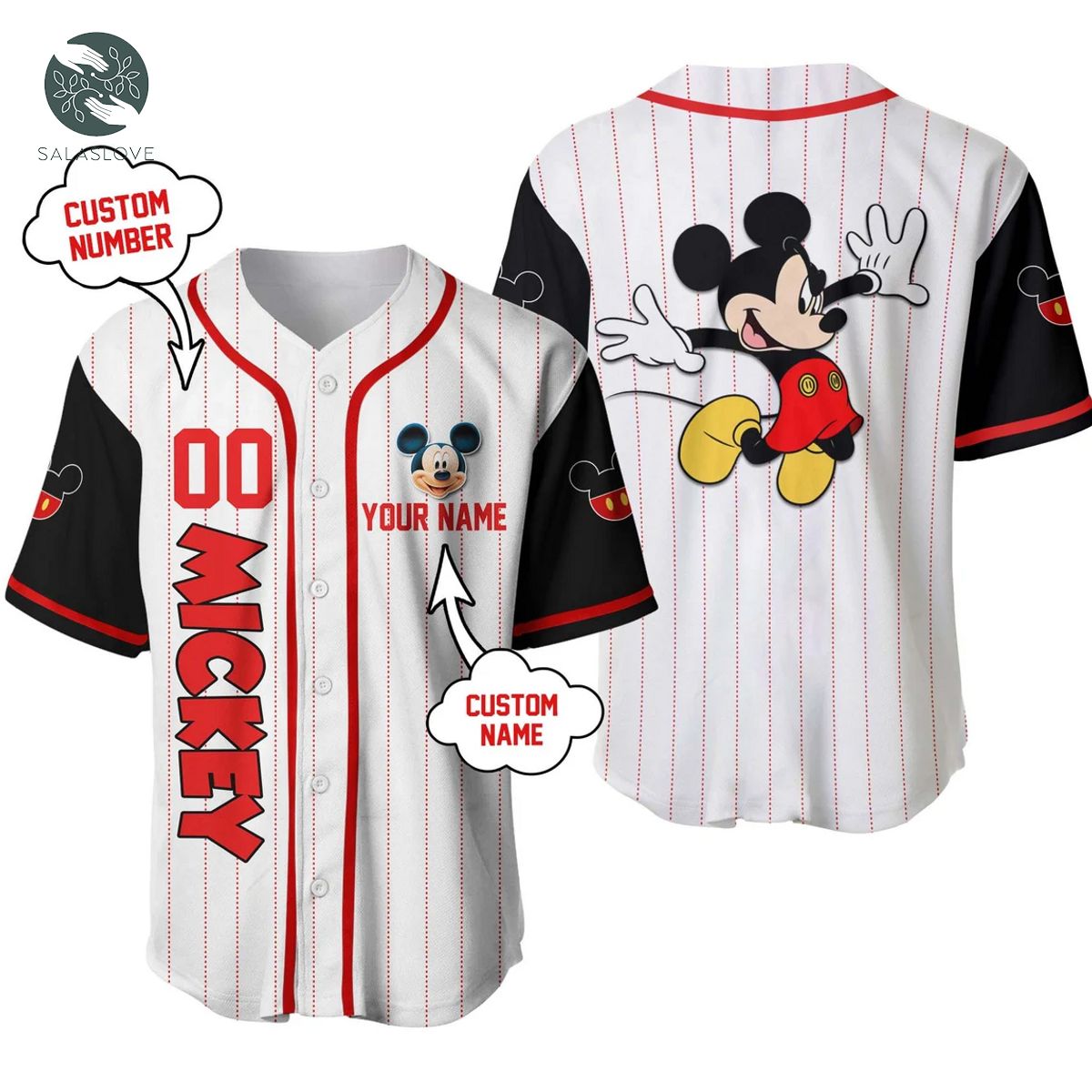 Mickey Mouse Disney Unisex Cartoon Custom Baseball Jersey