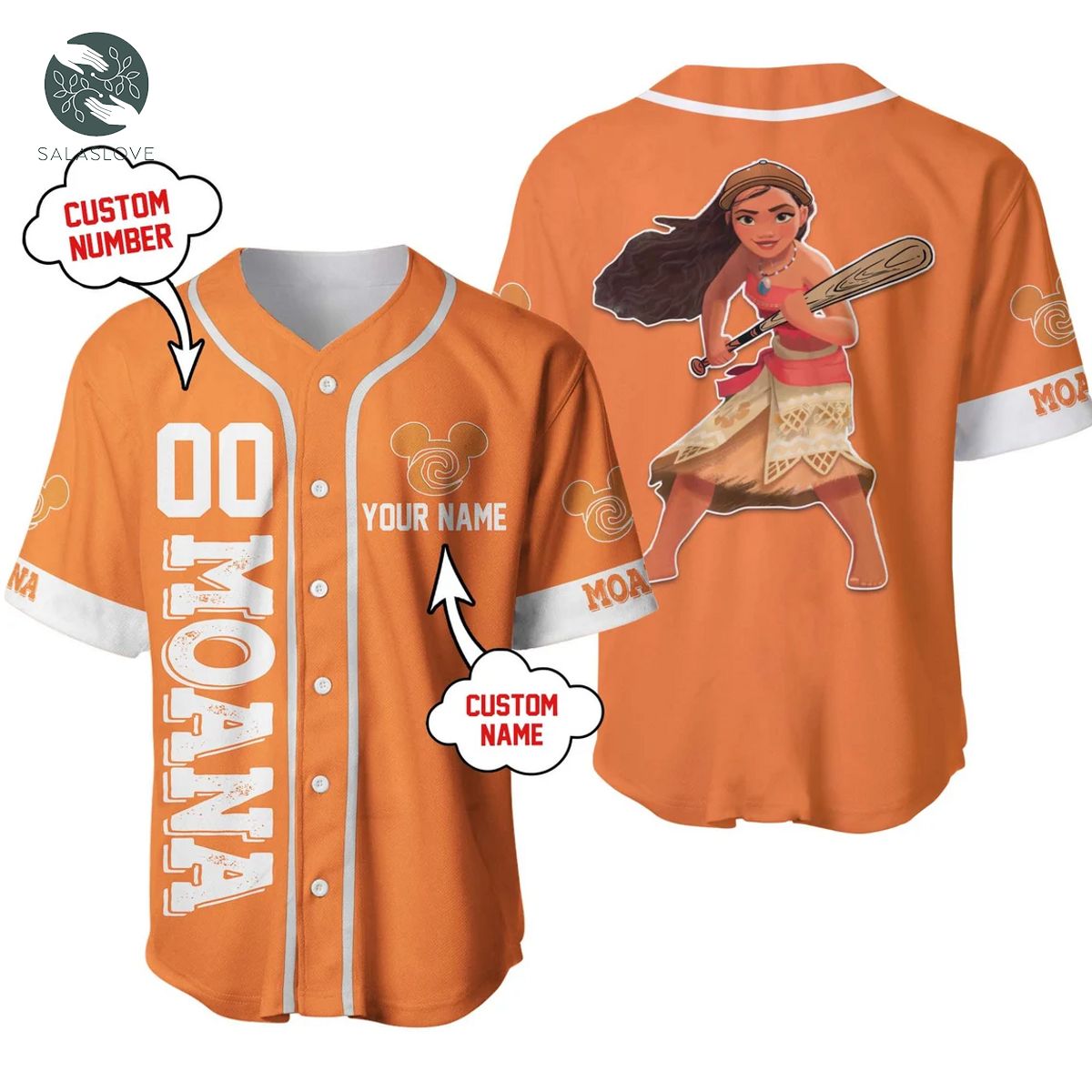 Moana Disney Unisex Cartoon Outfit Personalized Baseball Jersey