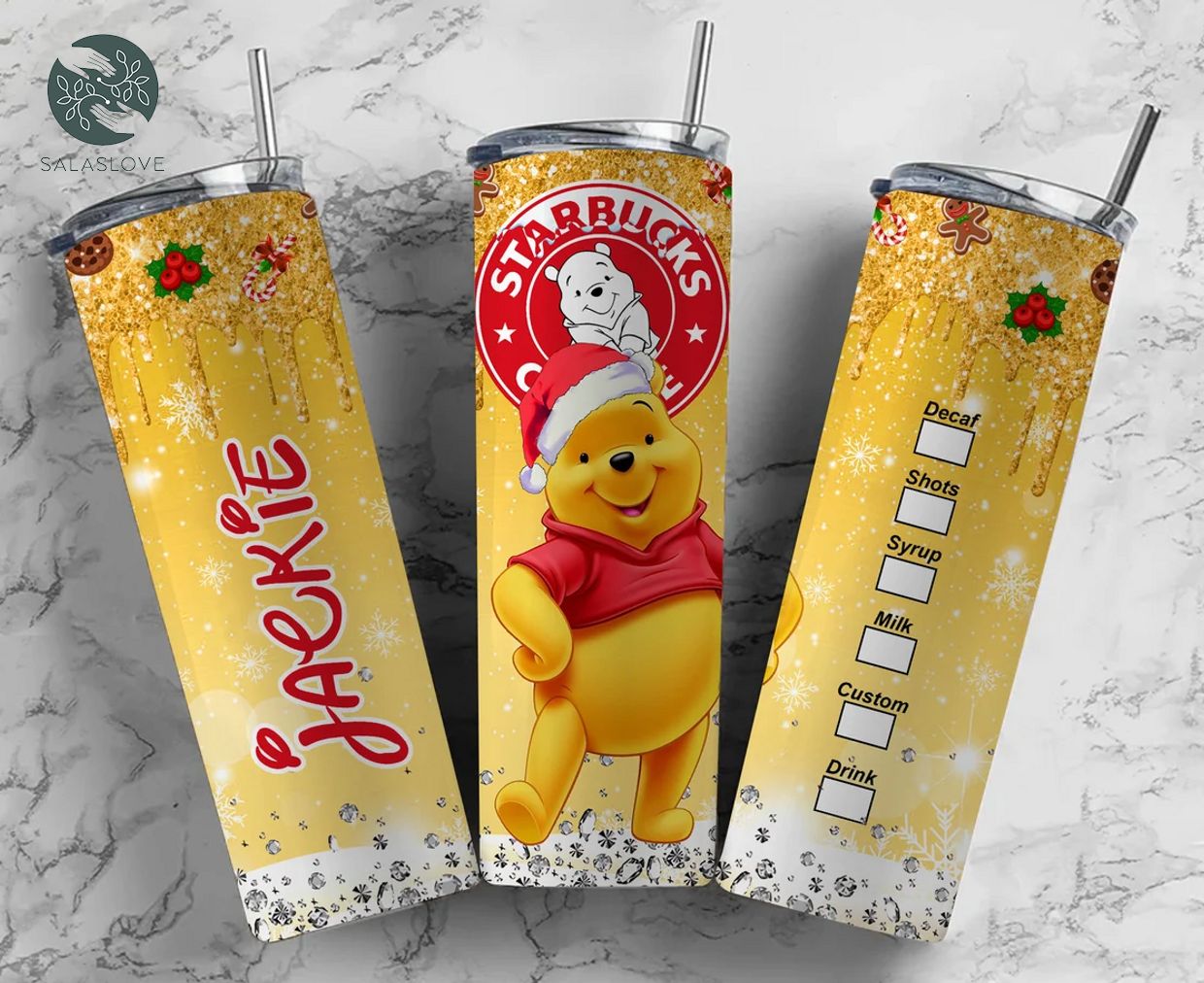 Pooh Bear Winnie The Pooh Christmas Tumbler, Cute Disney Starbuck Cup