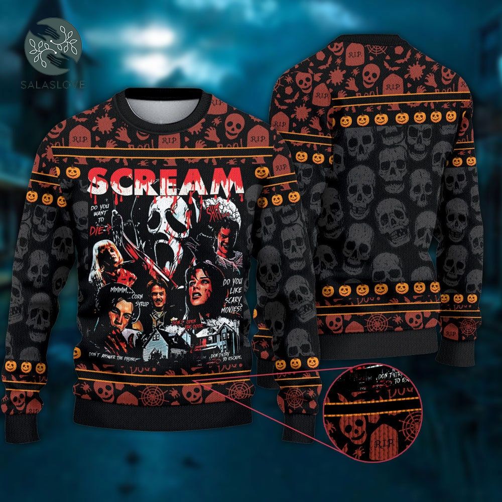 Scream Movie Characters Ugly Christmas Sweater

