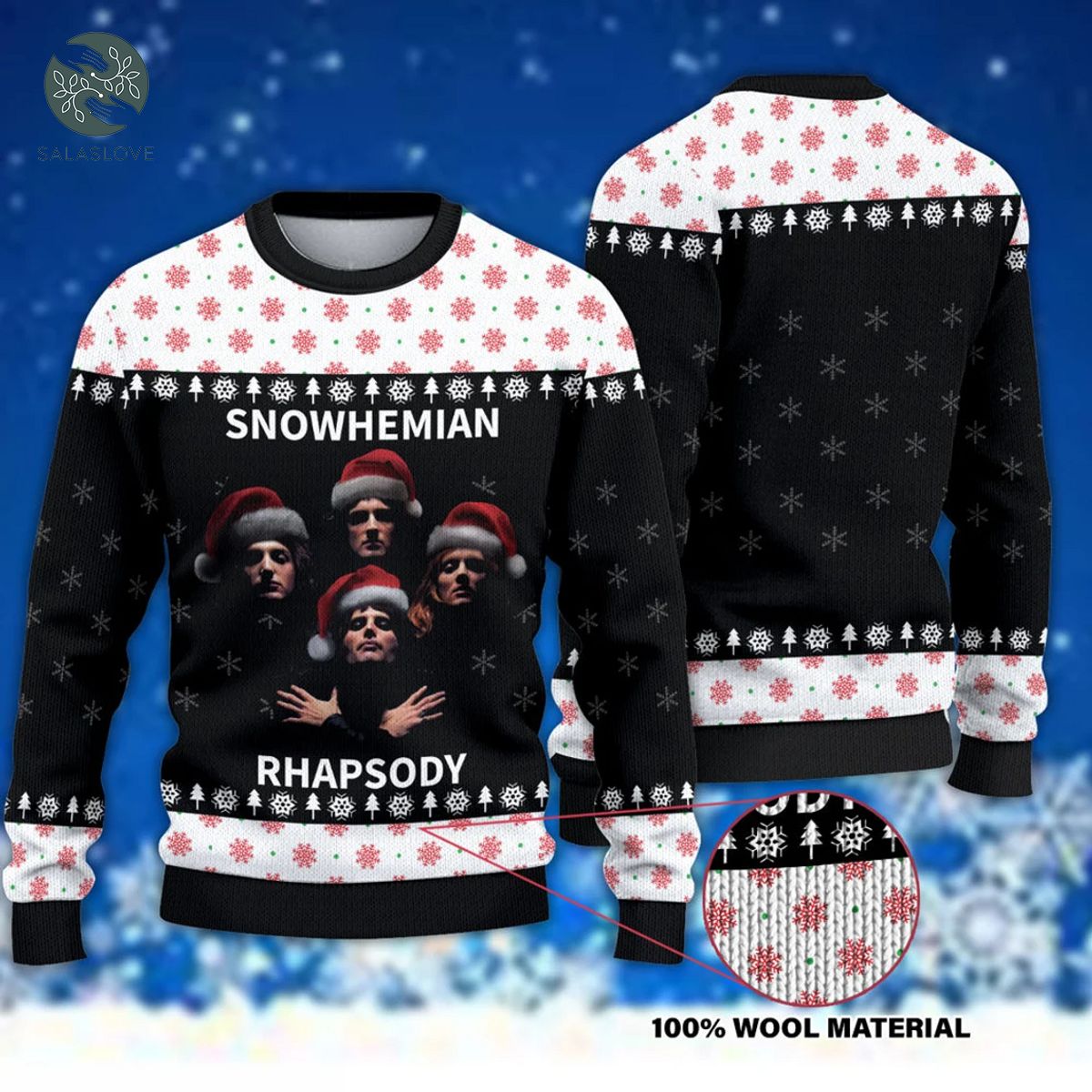 Snowhemian Rhapsody Queen Christmas Sweater