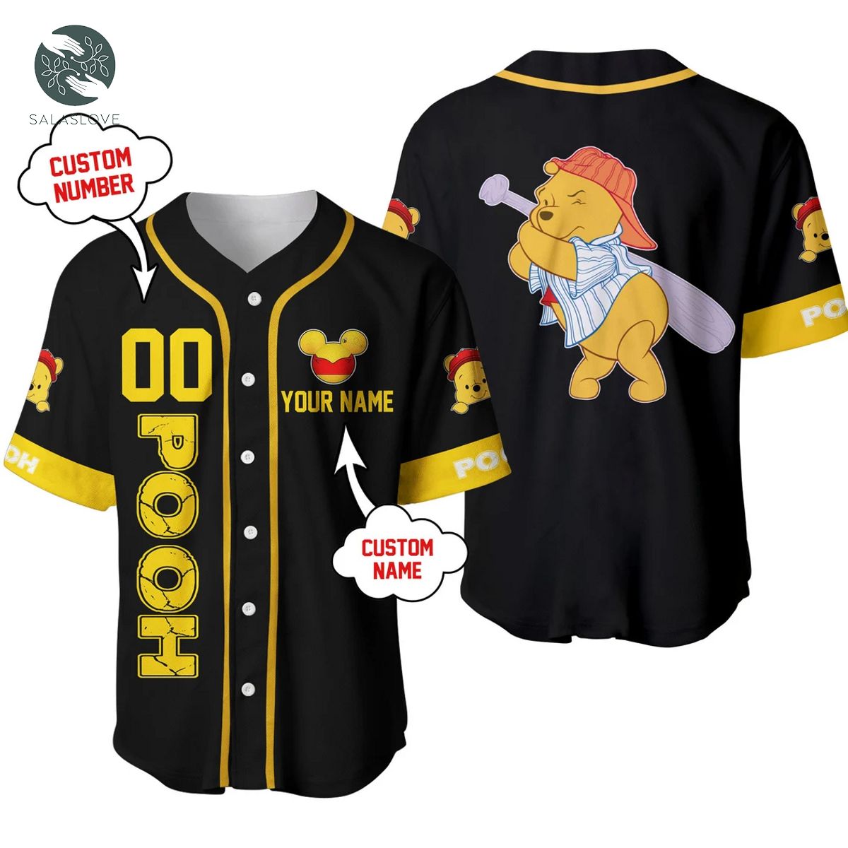 Winnie The Pooh Disney Unisex Cartoon Custom Baseball Jersey