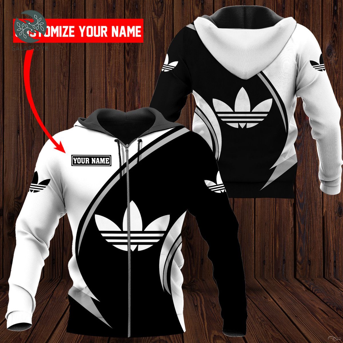 Adidas Logo Customize Name Unisex Hoodie
