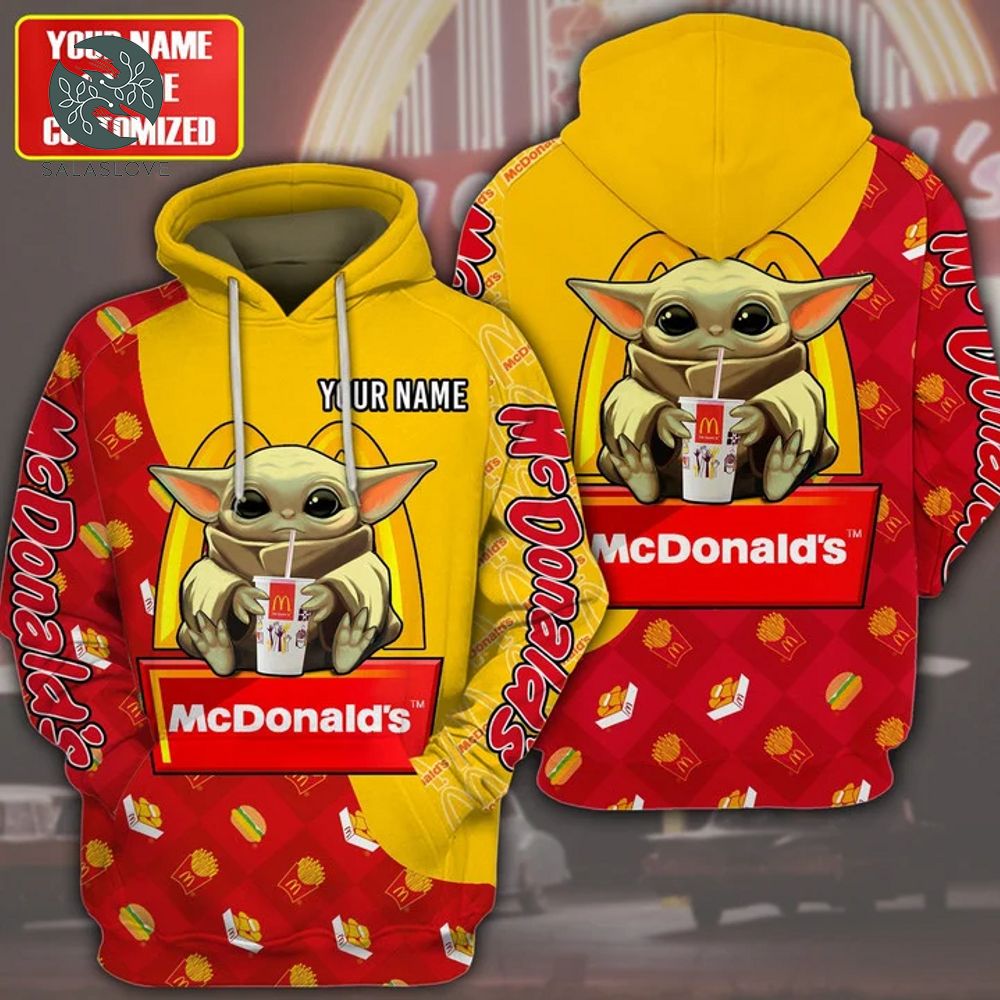 Baby Yoda Eat food in McDonalds Personalized 3D Hoodie