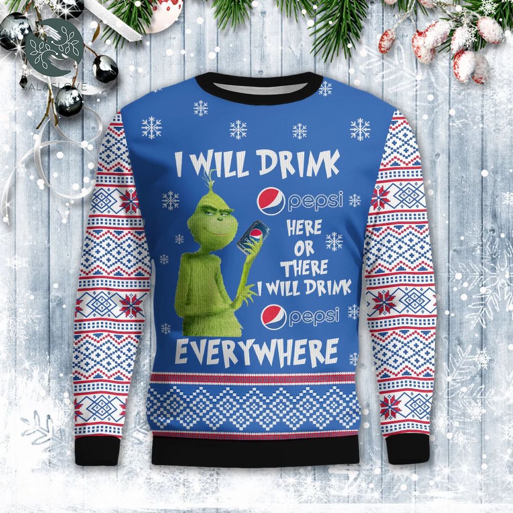 Drink Here Or There The Grinch Christmas Sweater

