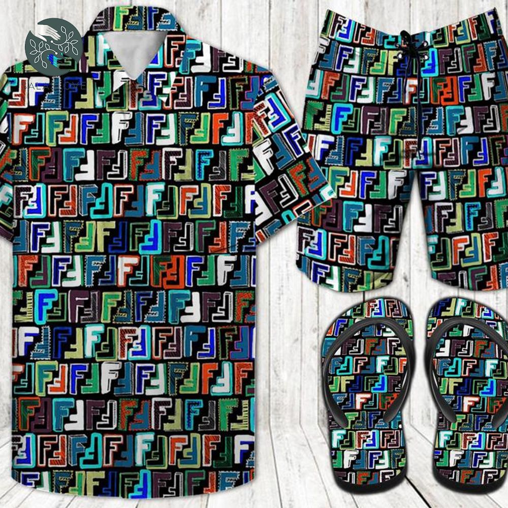 Fendi Combo Hawaii Shirt, Shorts, Flip Flops

