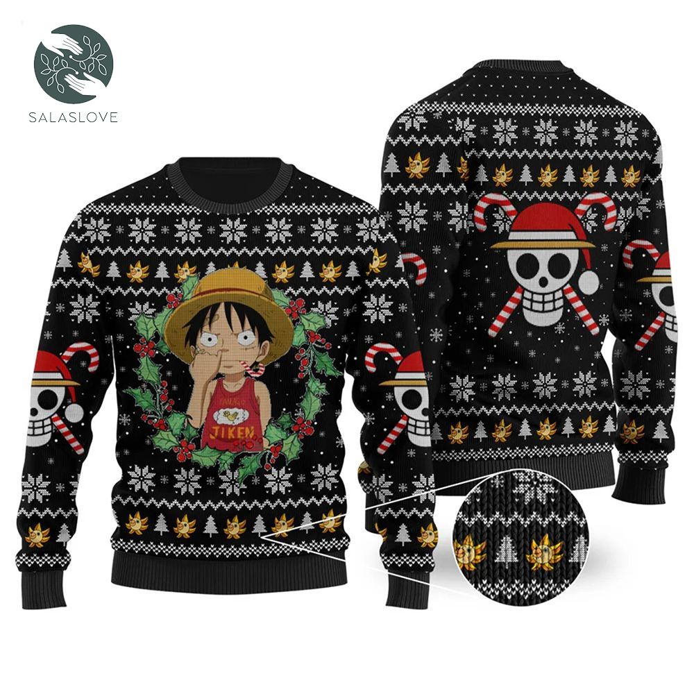 Funny Anime King One Piece Christmas Holiday Sweater

