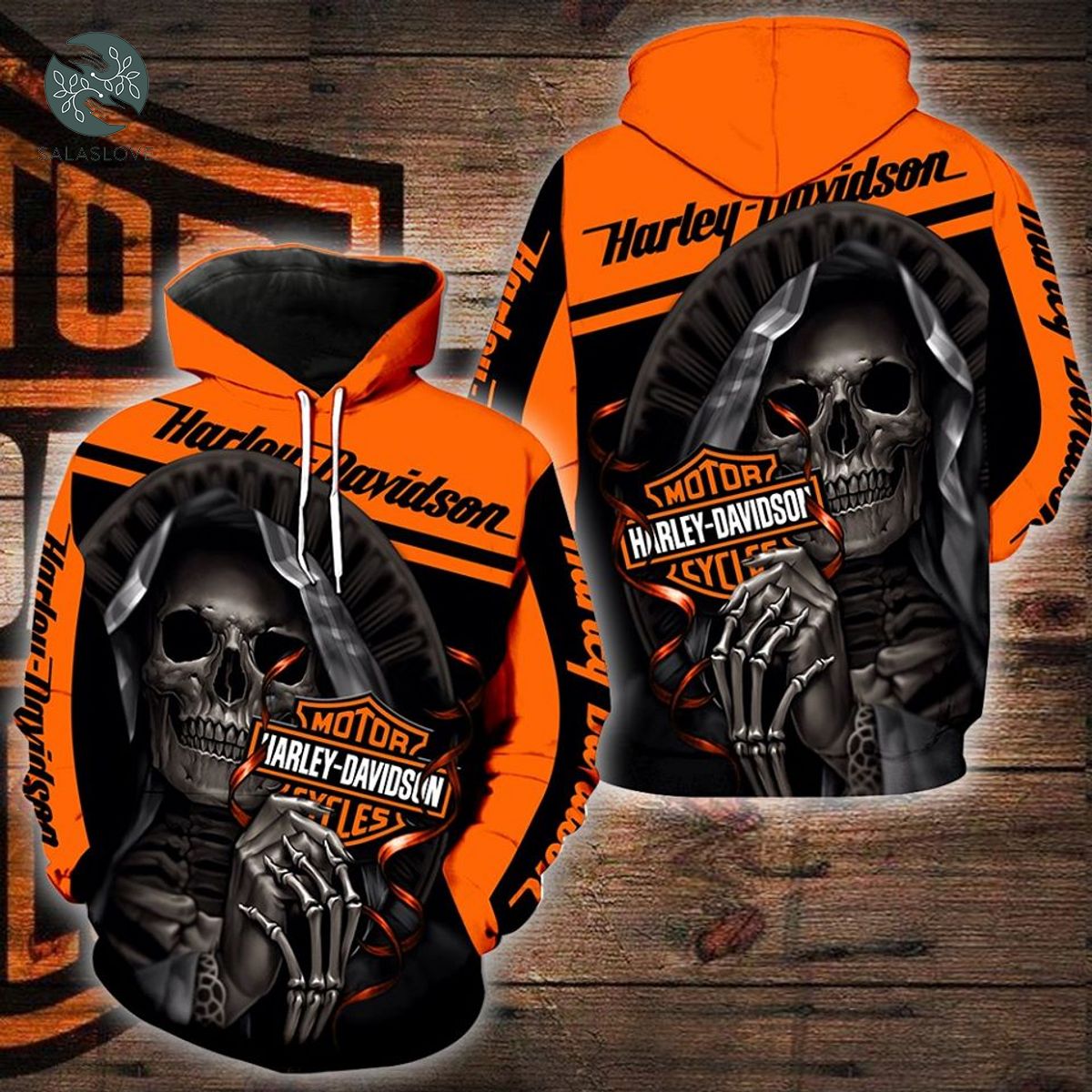 Harley Davidson 3D Skull All Over Print Hoodie