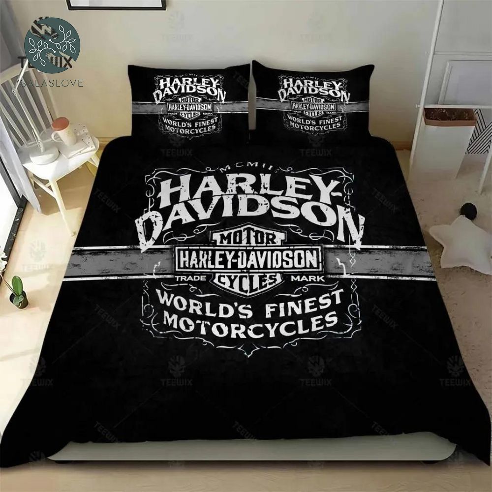 Harley Davidson Bedding Sets With White Logo World's Finest Motorcycles