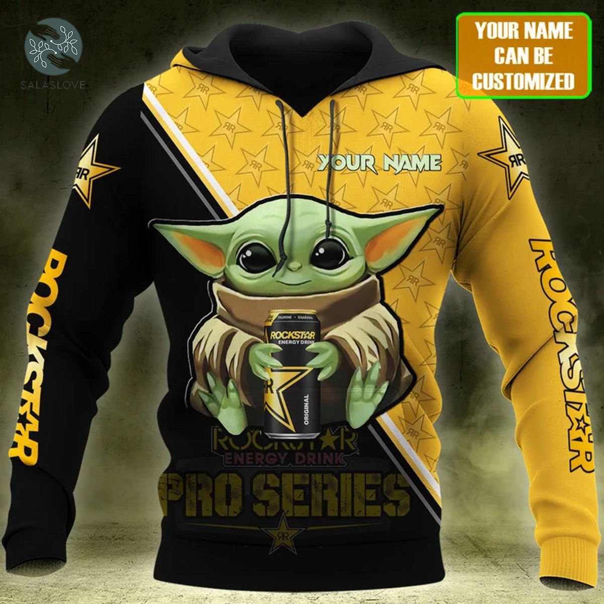 Personalized Baby Yoda Rockstar 3D All Over Printed Unisex Hoodie