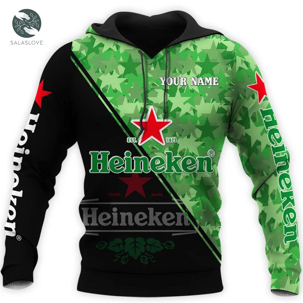 Personalized Heineken Camo Over Printed Unisex Hoodie
