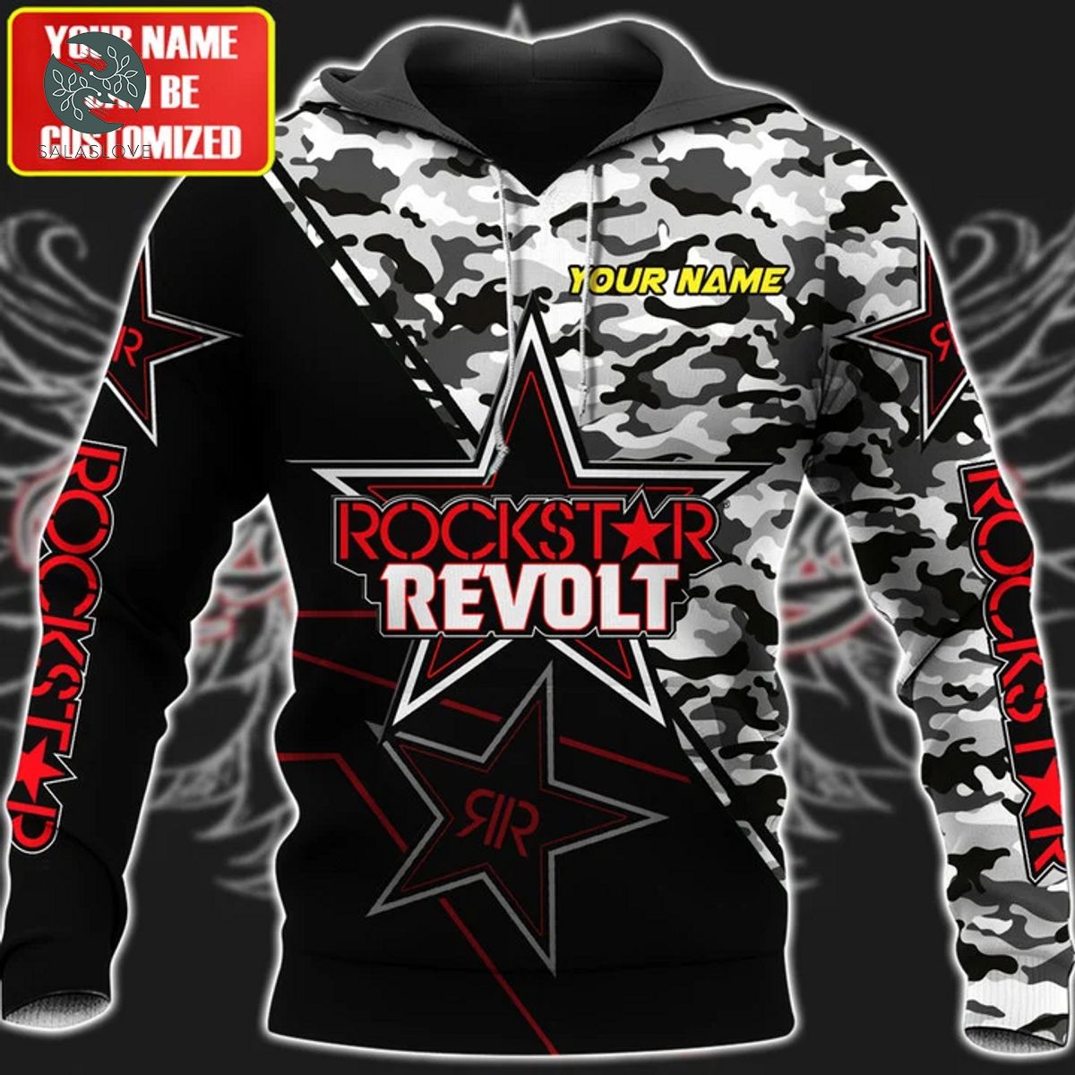 Personalized Rockstar Revolt Camo All Over Printed Unisex Hoodie