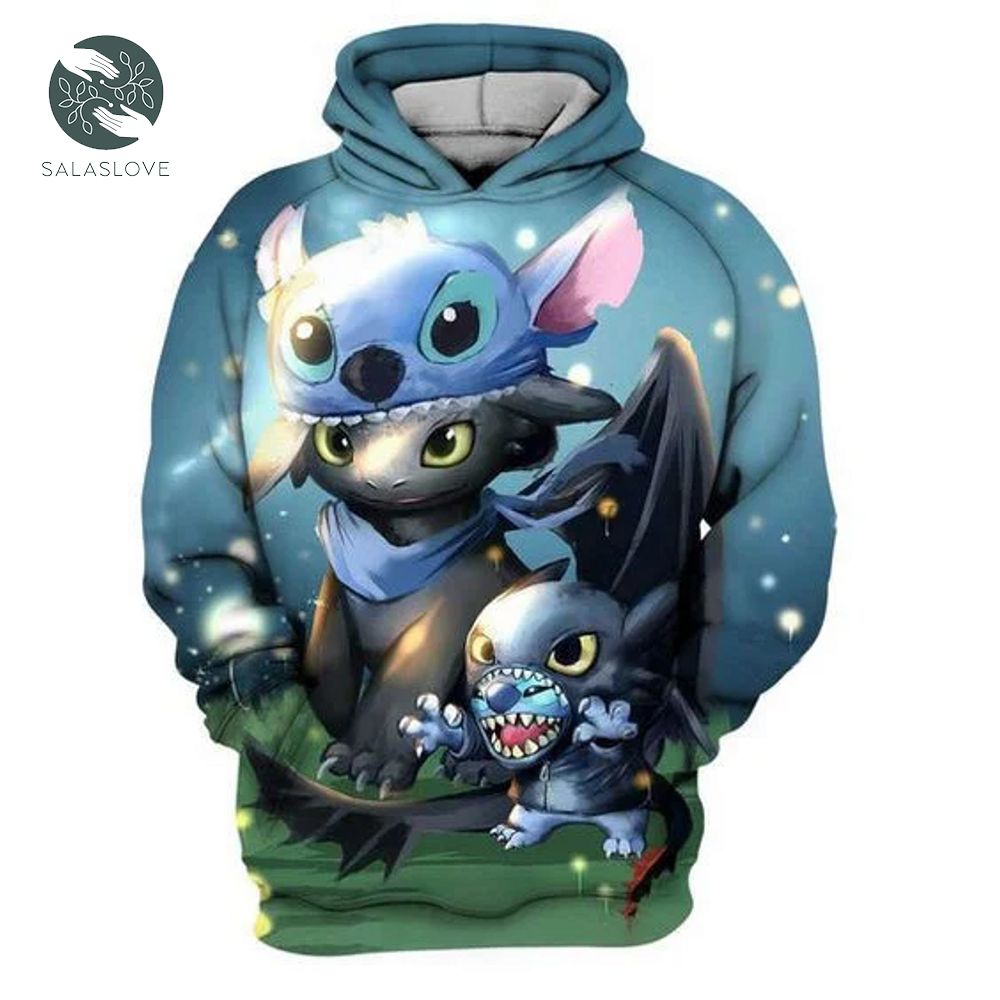 Stitch and Toothless Characters 3D Hoodie