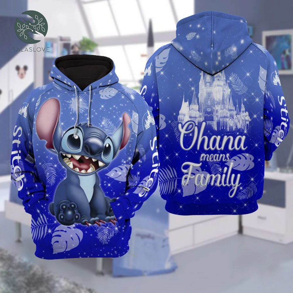 Stitch Ohana Means Family 3D Hoodie