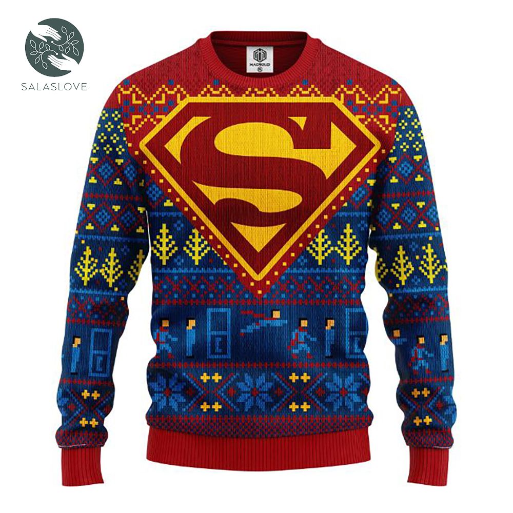 Superman DC Comics Ugly Christmas Wool Knitted Sweater

