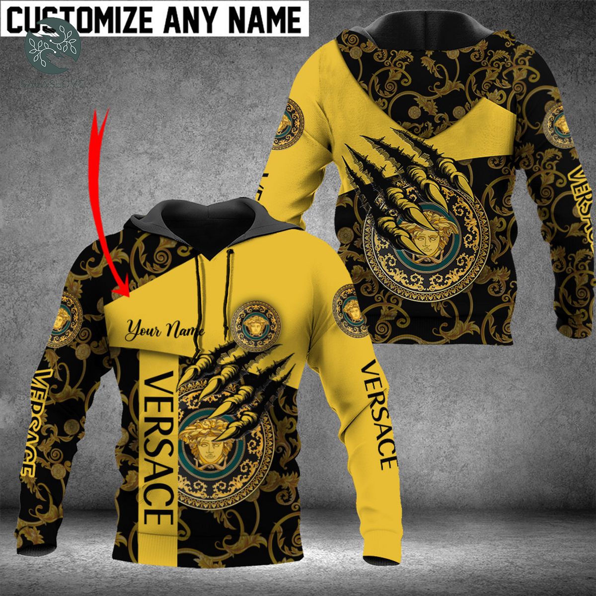 Versace Personalized Name Unisex Hoodie For Men Women