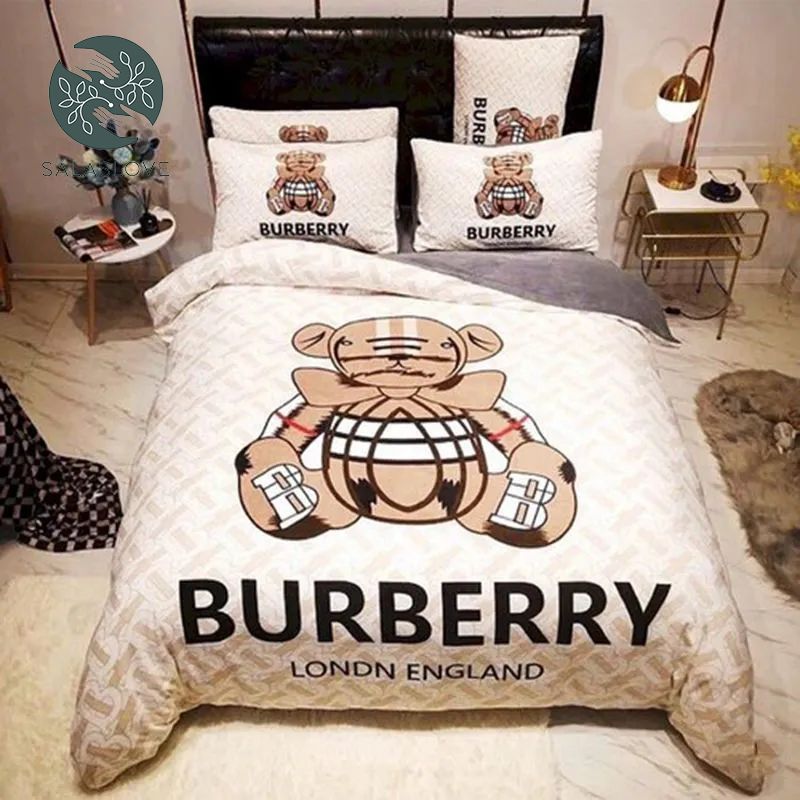 Burberry Bear Luxury Brand Bedding Set

