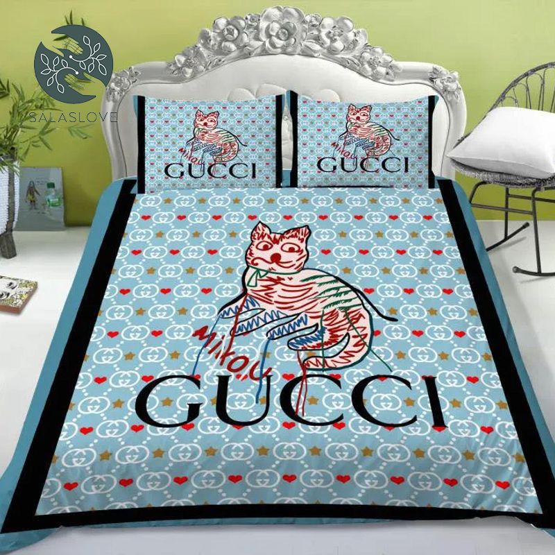 Gucci Cat Luxury Brand Bedding Set
